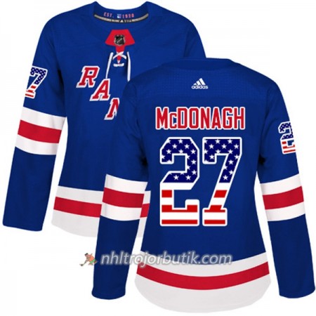 Dame Ishockey New York Rangers Tröja Ryan McDonagh 27 Adidas 2017-2018 Blå USA Flag Fashion Authentic